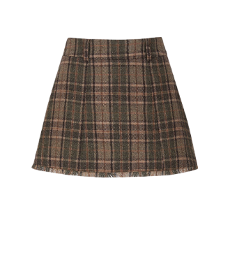 Fringe Check Mini Skirt