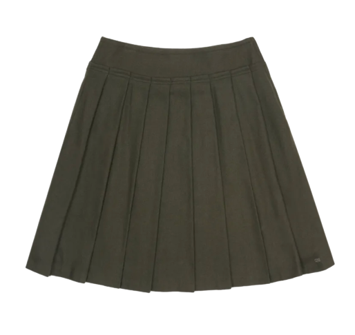 038 WOOL PLEATS SKIRT KHAKI