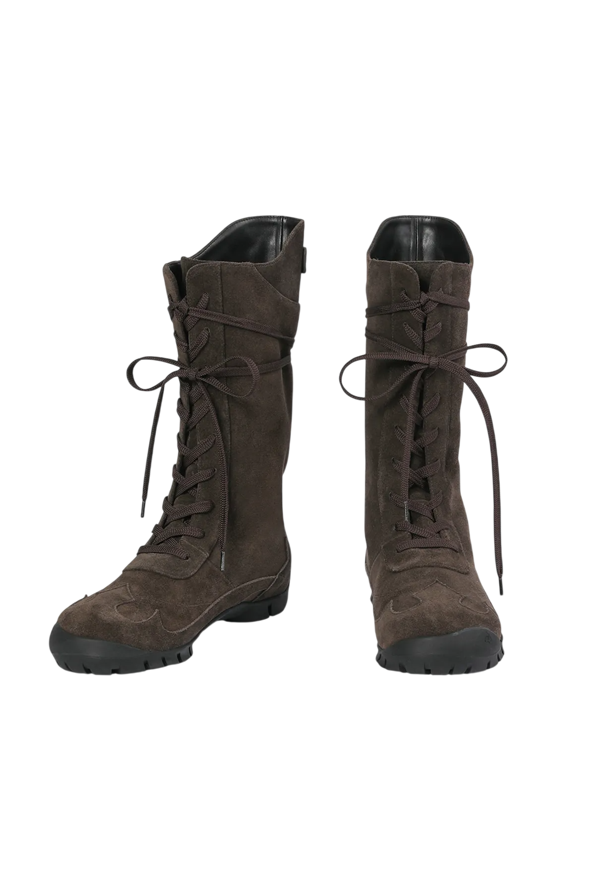 WESTERN COW LEATHER LACE UP BOOTS