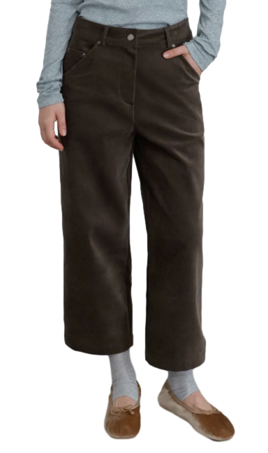 Corduroy button capri pants
