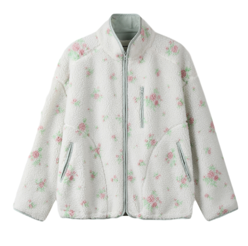 Flower Pattern Fluffy Jumper