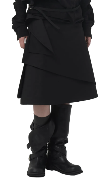 DRAPED LAYERED SKIRT_BLACK
