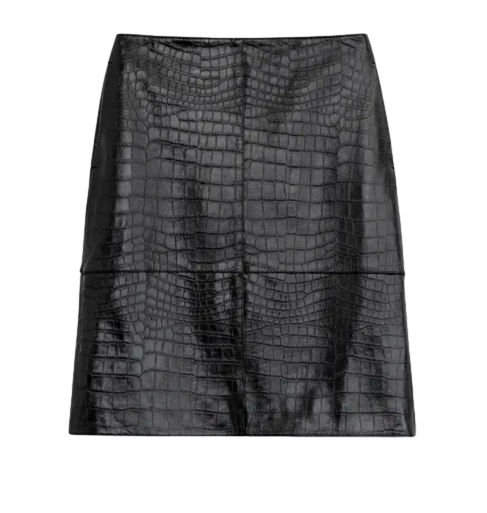 이본 레더 스커트 - 블랙