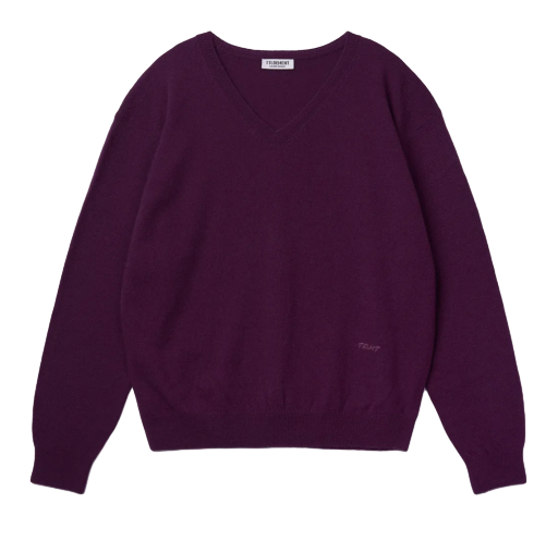 ESSENTIAL WOOL V-NECK KNIT_GRAPE