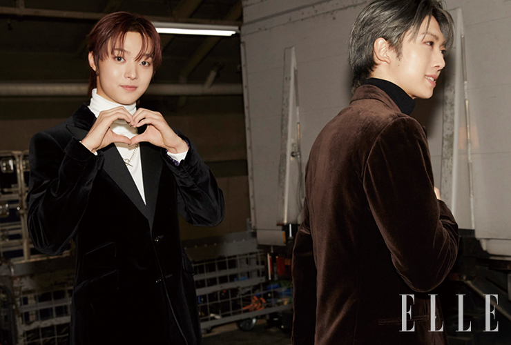 <엘르> 카메라를 향해 하트를 보내는 &TEAM 의주 그리고 후마.