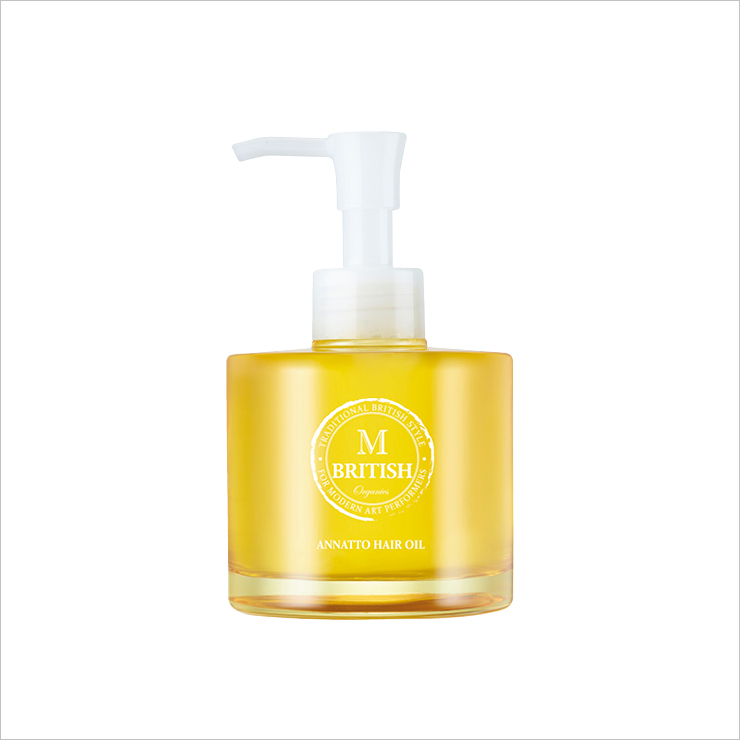 영국 비건 소사이어티에서 인증받은 비건 헤어 오일. 끈적임 없이 가볍고 산뜻한 오일로 엉킨 머리카락을 부드럽게 풀어준다. 아나토 헤어 오일, 3만2천원, British M. 